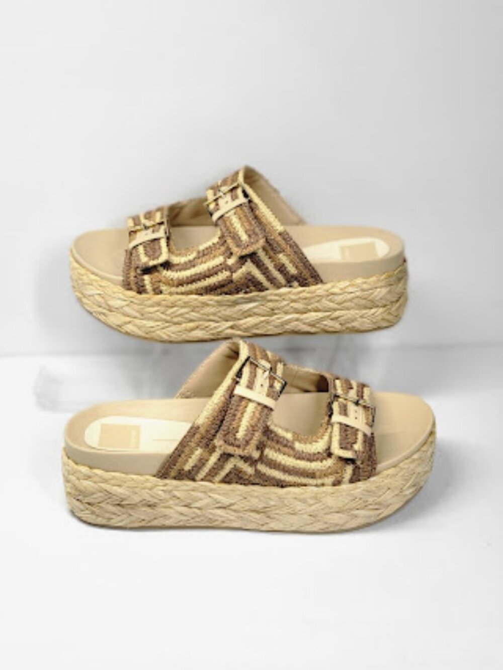 DOLCE VITA Falyn Platform Raffia Woven Double Buckle Sandals Women’s Sz 10 NWOB - Picture 3 of 8
